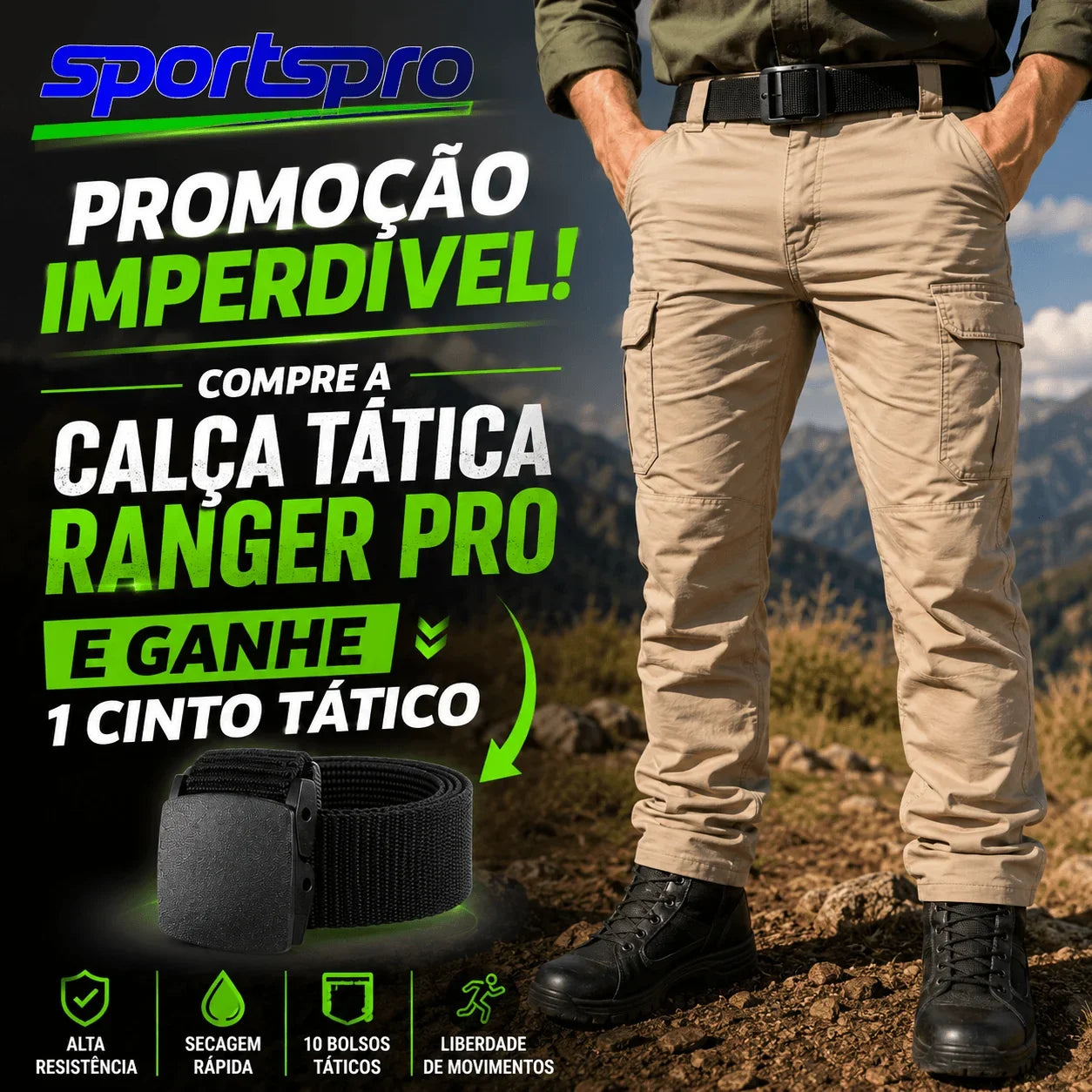 Calça Tática Ranger Pro™+ Cinto tático de brinde