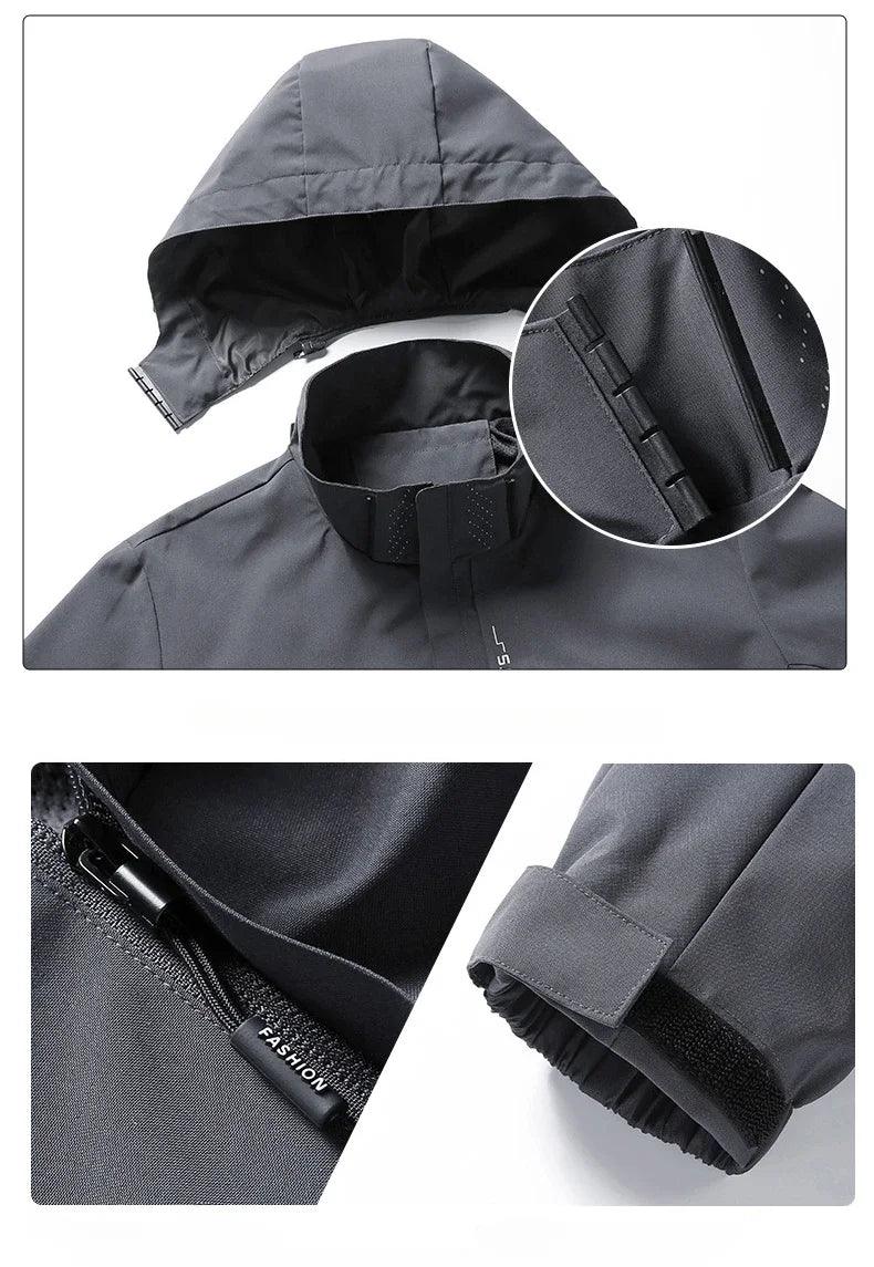 Jaqueta de chuva impermeável masculina leve exterior com capuz capa de chuva ao ar livre caminhadas jaqueta à prova de vento escalada jaquetas ao ar livre