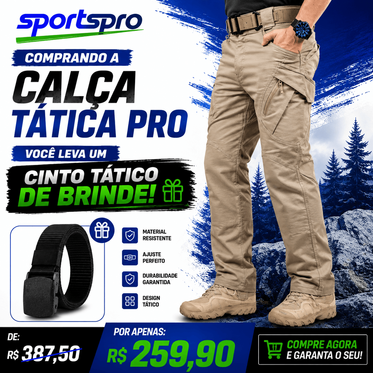 Calça Tática Pro™+Cinto tático de brinde
