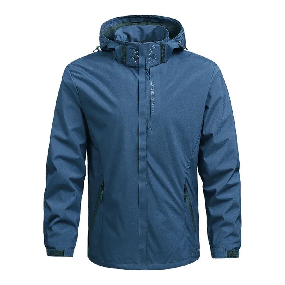 Jaqueta de chuva impermeável masculina leve exterior com capuz capa de chuva ao ar livre caminhadas jaqueta à prova de vento escalada jaquetas ao ar livre